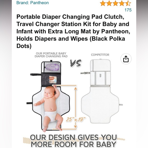 Pantheon baby portable diaper changing pad clutch with Stripes Not Dots - Picture 10 of 10